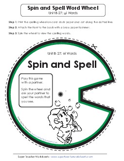 Spin and Spell (B-27) Spelling B Worksheet