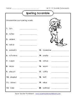 Unscramble (C-10) Spelling C Worksheet