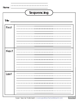 Sequencing Boxes (with Lines) First, Next, and Last Graphic Organizers Worksheet