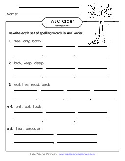 ABC Order - Word Sets (B-7) Spelling B Worksheet