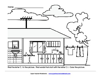 Alphabet Coloring Page - Letter T Worksheet