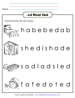 Circle the Words (-ed) Word Families Worksheet