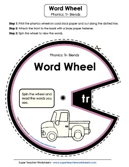 Word Wheel (Tr- Blends) Phonics Blends Worksheet