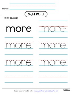 Trace the Word: More Sight Words Individual Worksheet