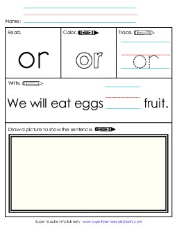 Worksheet 3: Or Sight Words Individual Worksheet