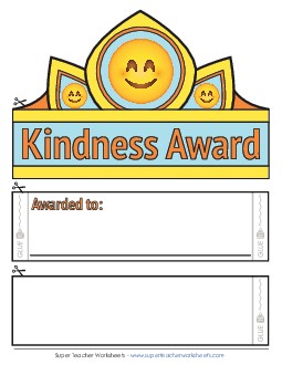 Kindness Award (Color) Awards Worksheet