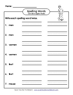 Write Twice (B-29) Spelling B Worksheet