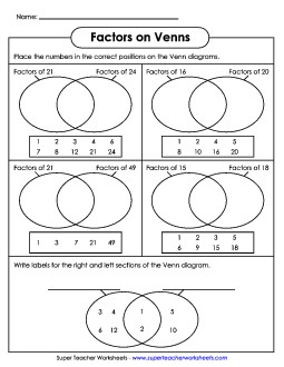 Factors on Venns Worksheet