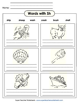 Writing Words with SH Phonics Digraphs Worksheet