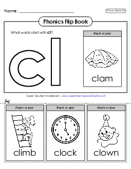 Phonics Flip Book (Cl-) Phonics Blends Worksheet