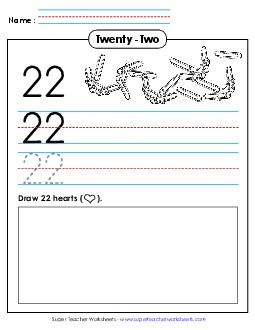 Trace, Print, Draw: 22 Counting Worksheet