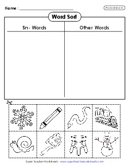 Word Sort (Cut and Glue)  Phonics Blends Worksheet