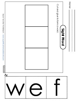 Large Cut-and-Glue: Few Sight Words Individual Worksheet