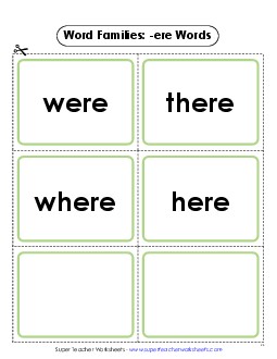 Flashcards (-ere) Free Word Families Worksheet