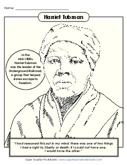 Harriet Tubman Womens History Worksheet