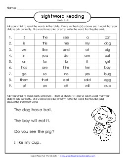 Cumulative Practice (Units 1 - 9) Sight Words Worksheet