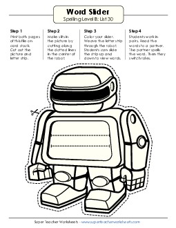 Word Slider (B-30) Spelling B Worksheet