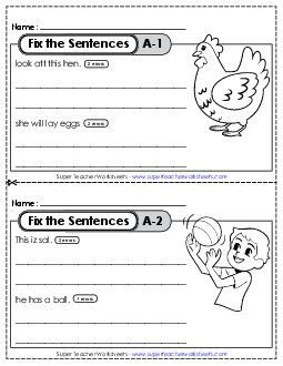 Fix the Sentences Free Printable Worksheet