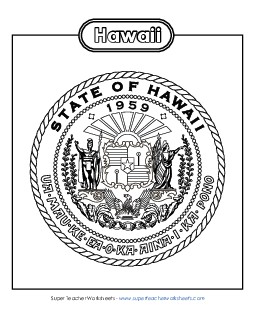 Hawaii State Seal (Black & White) States Individual Worksheet