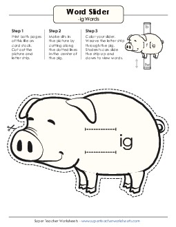 Word Slider (-ig Words) Word Families Worksheet