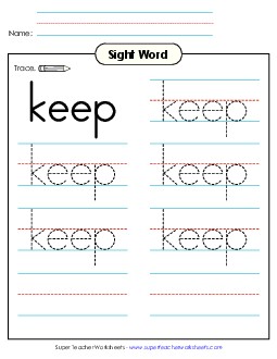 Trace the Word: Keep Sight Words Individual Worksheet