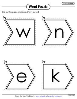 Word Puzzle: Knew Sight Words Individual Worksheet