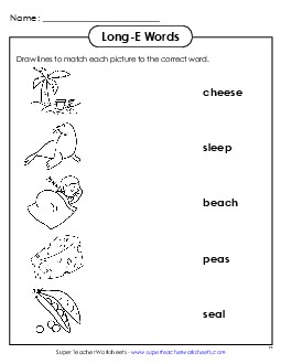 Matching Worksheet Phonics Long Short E Worksheet