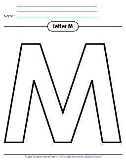 Outline - Uppercase M Alphabet Worksheet