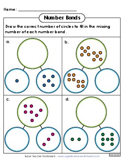 Number Bonds - Draw the Dots Number Families Worksheet