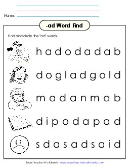 Circle the Words (-ad) Word Families Worksheet