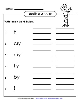 Write Twice (A-10) Spelling A Worksheet