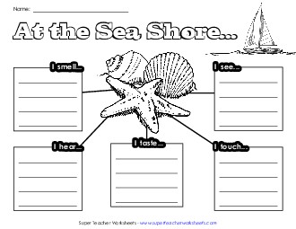 Graphic Organizer: Seashore Five Senses Worksheet