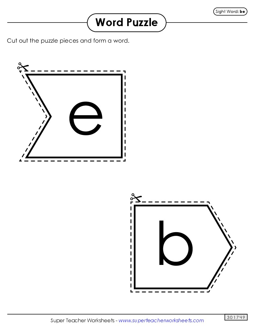 Word Puzzle: Be Sight Words Individual Worksheet