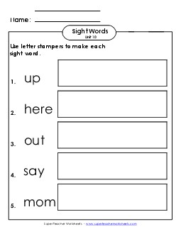 Letter Stampers (Unit 10)  Sight Words Worksheet