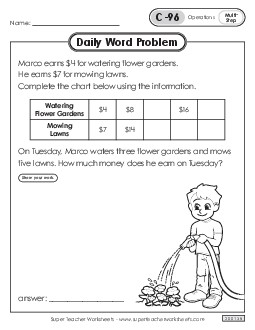 Daily Word Problems  C-96 through C-100 Worksheet