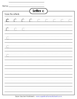 Lowercase c (Smaller Font Size) Alphabet Worksheet