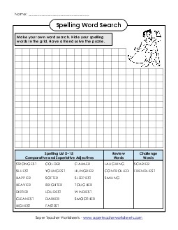 Make-a-Search (D-15) Spelling D Worksheet