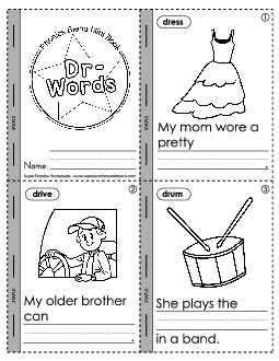 Mini-Book: Dr- Words Phonics Blends Worksheet