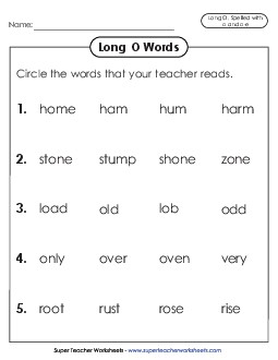 New Listen and Circle (o and o-e) Worksheet