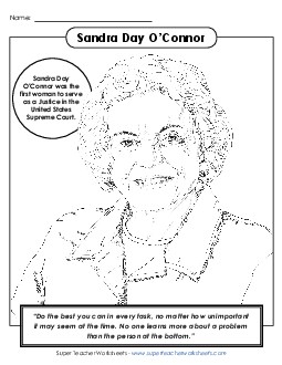 Sandra Day O\'Connor - Coloring Womens History Worksheet