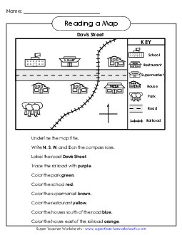 Reading a Map 1st Grade Social Studies Worksheet