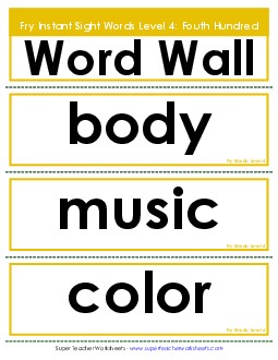 Word Wall: Level 4 Fry Worksheet