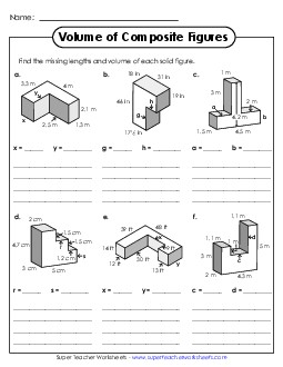 Additive Volume: Six Shapes (Advanced) Worksheet