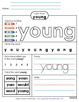 Worksheet 4: Young Free Sight Words Individual Worksheet