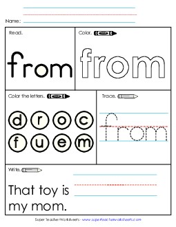 Worksheet 1: From Sight Words Individual Worksheet