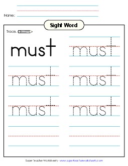 Trace the Word: Must Sight Words Individual Worksheet