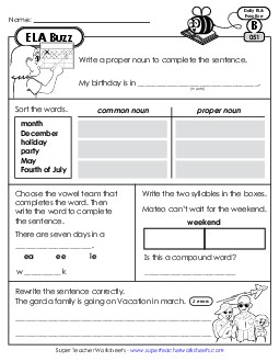 New ELA Buzz: Week 11<br>Worksheets 51 through 55 Worksheet