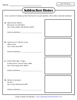 Subtraction Stories Worksheet