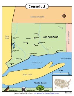 Map of Connecticut State Maps Worksheet