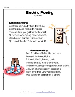 Electric Poetry Poems Worksheet